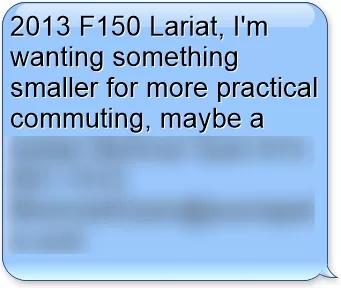 Car shopper text reply owner wants smaller