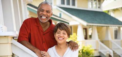 Couple outside home after buying an RV