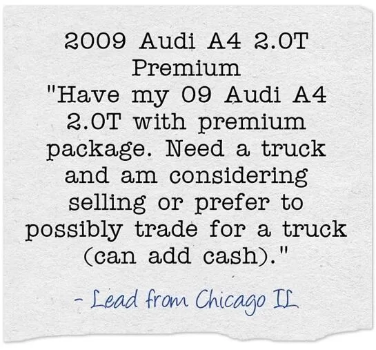 Seller lead example audi chicago