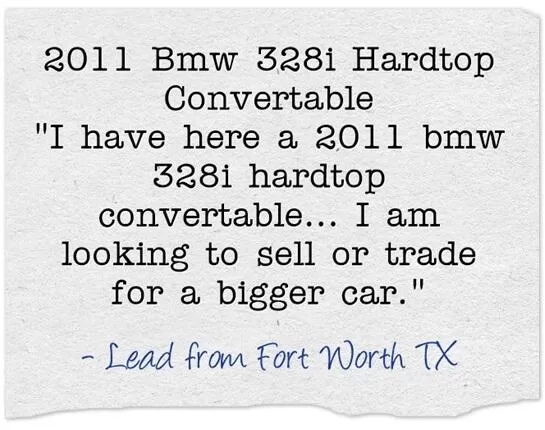 Seller lead example bmw fort worth