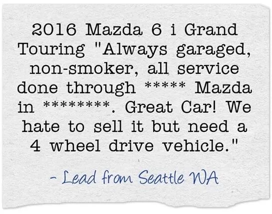 Seller lead example mazda seattle