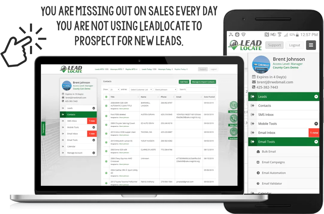 LeadLocate CRM lead dashboard desktop and mobile