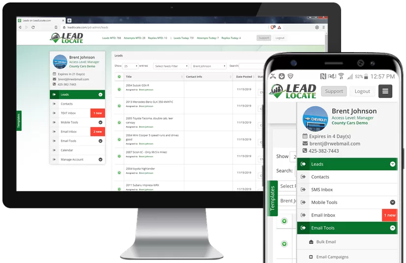 car sales leads app